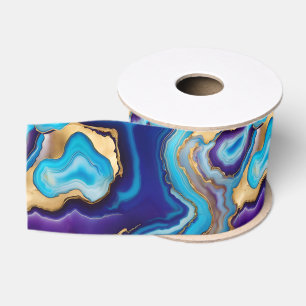 Aqua Gold Blue Lila Veins Agate Ripsband