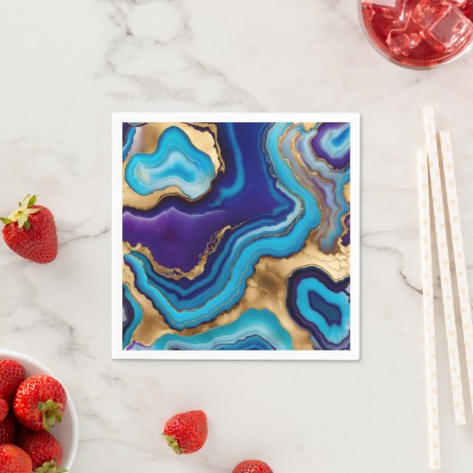 Aqua Gold Blue Lila Veins Agate Serviette (Beispiel)