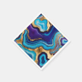 Aqua Gold Blue Lila Veins Agate Serviette (Ecke)