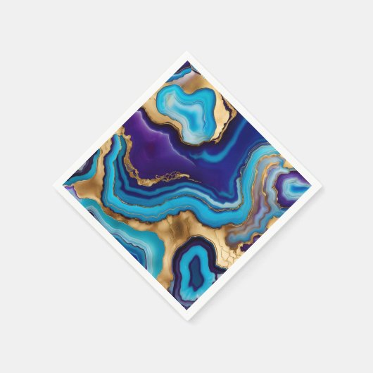 Aqua Gold Blue Lila Veins Agate Serviette (Ecke)