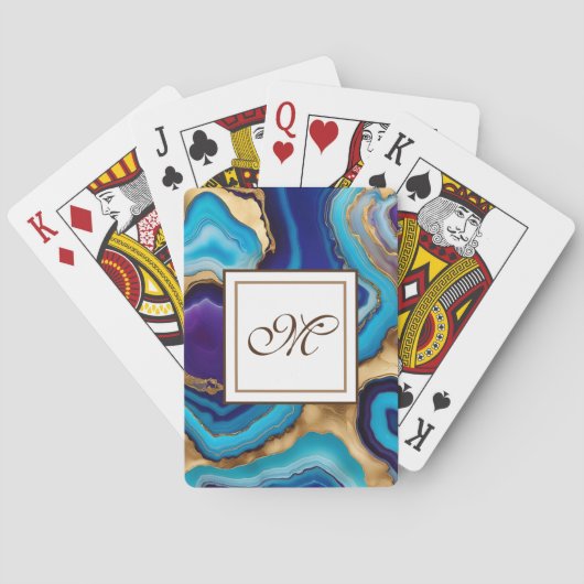 Aqua Gold Blue Lila Veins Agate Spielkarten (Rückseite)