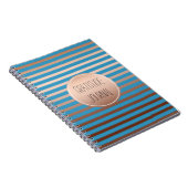 Aqua Gold Bronze Stripes Ombre Dankbarkeit Notizblock (Rechte Seite)
