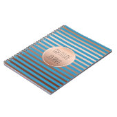 Aqua Gold Bronze Stripes Ombre Dankbarkeit Notizblock (Linke Seite)
