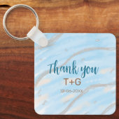 Aqua gold Dank fügen Sie Pärchen Namen Datum Jahr Schlüsselanhänger (Vorderseite)