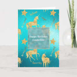 Aqua Gold Einhornsterne Karte