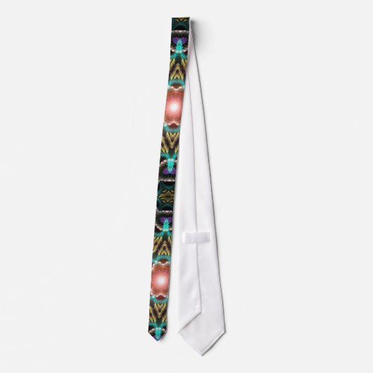 Aqua Gold Fraktal Starlight Krawatte (Rückseite)