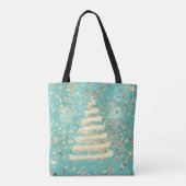 Aqua Gold Funkelnd Weihnachtsbaum Tasche (Rückseite)