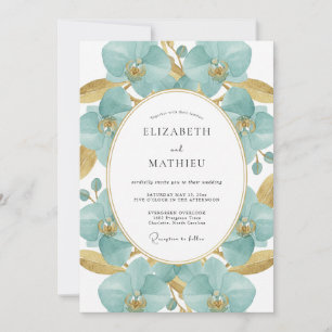 Aqua Gold Gemalte Hochzeit Einladung