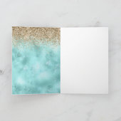 Aqua Gold Glam Glitzer Sparkle Karte (Innenseite)