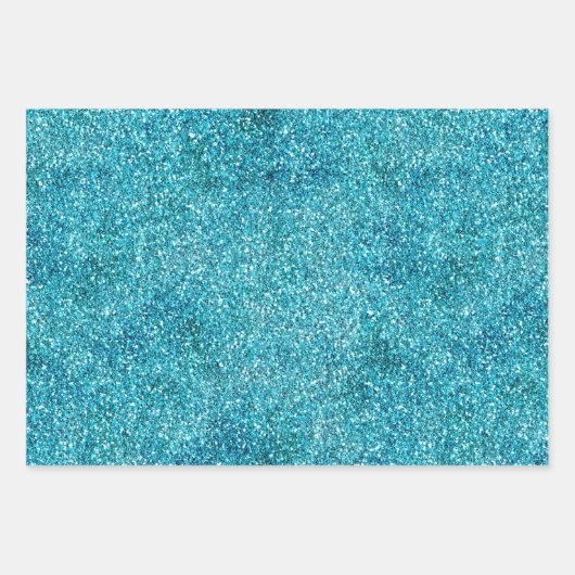 Aqua Gold Glitz Glitzer Sparkle Meerjungfrau Geschenkpapier Set (Vorderseite)