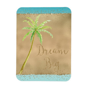Aqua Gold Glitz Glitzer Tropischer Palm Magnet