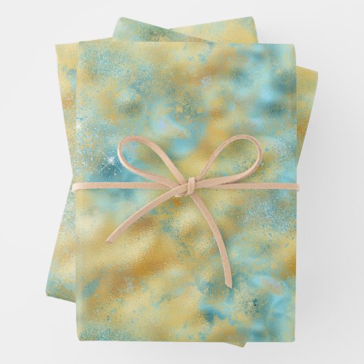 Aqua Gold Glitz Sparkle Geschenkpapier Set (Beispiel)