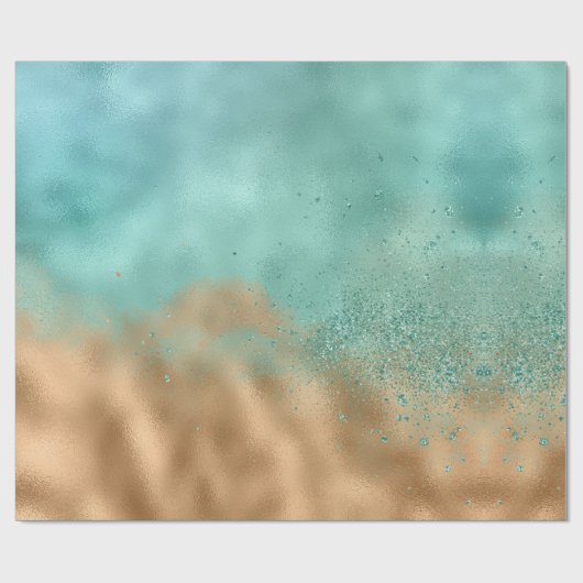 Aqua Gold Glitzer Glitz Geschenkpapier (Flach)