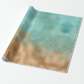 Aqua Gold Glitzer Glitz Geschenkpapier (Ungerollt)