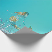 Aqua Gold Glitzer Sparkle Meerjungfrau Geschenkpapier (Ecke)