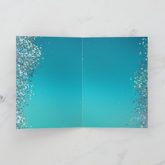 Aqua Gold Glitzer Sparkle Meerjungfrau Karte (Innenseite)