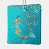 Aqua Gold Glitzer Sparkle Meerjungfrau Keramikornament (Links)