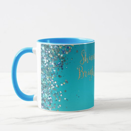 Aqua Gold Glitzer Sparkle Meerjungfrau Tasse (Links)