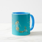 Aqua Gold Glitzer Sparkle Meerjungfrau        Tasse (VorderseiteRechts)