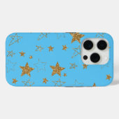 Aqua Gold Glitzer Stars Case-Mate iPhone Hülle (Rückseite (Horizontal))