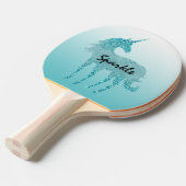 Aqua Gold Glitzer Unicorn Tischtennis Schläger (Vorderseite)