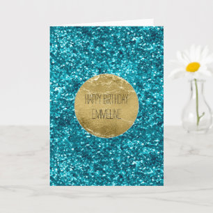 Aqua Gold Glitzy Glitzer (Meerjungfrau inspiriert) Karte