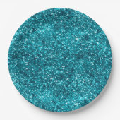 Aqua Gold Glitzy Glitzer (Meerjungfrau inspiriert) Pappteller (Vorderseite)