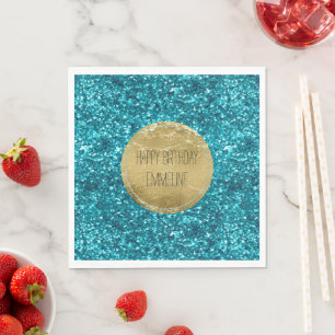 Aqua Gold Glitzy Glitzer (Meerjungfrau inspiriert) Serviette