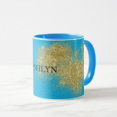 Aqua Gold Glitzy Glitzer Tasse (VorderseiteRechts)