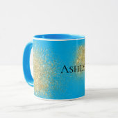 Aqua Gold Glitzy Glitzer Tasse (Vorderseite Links)