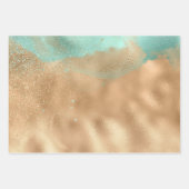 Aqua Gold Glitzy Sparkle Glitzer Leopard Geschenkpapier Set (Vorderseite 3)