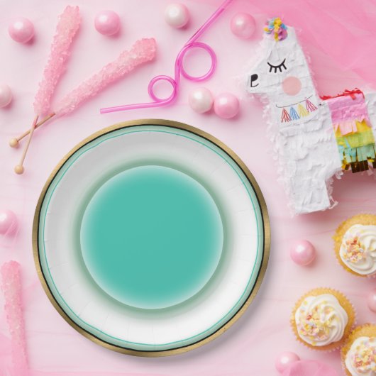 Aqua & Gold Illusion (10-Zoll-Drehscheibe) Pappteller (Party)