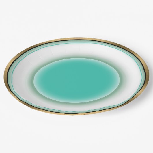 Aqua & Gold Illusion (10-Zoll-Drehscheibe) Pappteller (Schrägansicht)