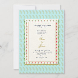 Aqua & Gold Indische Hochzeit Mehendi Einladung