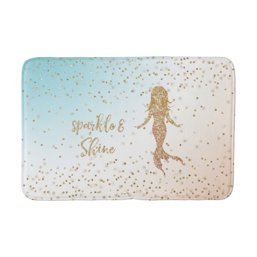 Aqua Gold Meerjungfrau Sparkle Glitzer Confetti    Badematte (Vorderseite)