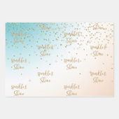 Aqua Gold Meerjungfrau Sparkle Glitzer Confetti Geschenkpapier Set (Vorderseite 3)