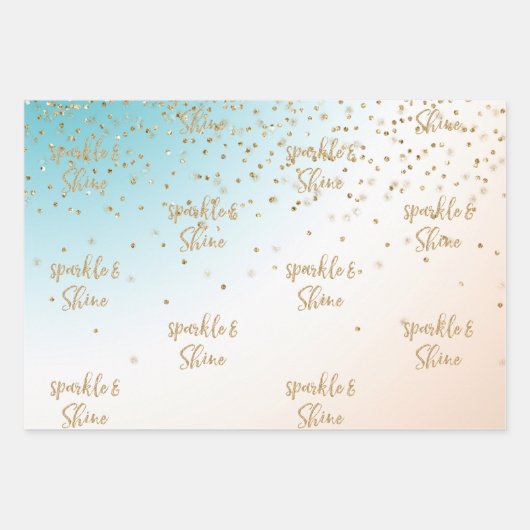 Aqua Gold Meerjungfrau Sparkle Glitzer Confetti Geschenkpapier Set (Vorderseite 3)