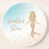 Aqua Gold Meerjungfrau Sparkle Glitzer Confetti Getränkeuntersetzer (Vorne)