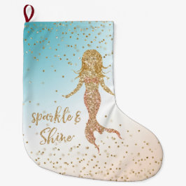 Aqua Gold Meerjungfrau Sparkle Glitzer Confetti Großer Weihnachtsstrumpf