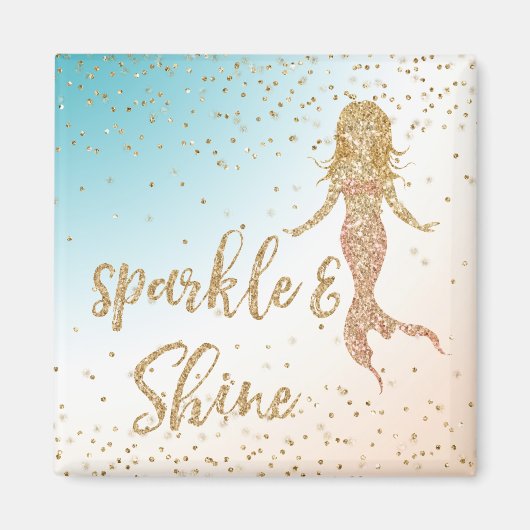 Aqua Gold Meerjungfrau Sparkle Glitzer Confetti Magnet (Vorne)