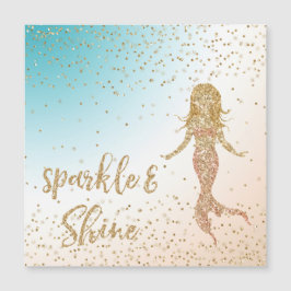 Aqua Gold Meerjungfrau Sparkle Glitzer Confetti Magnetkarte