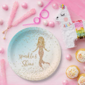 Aqua Gold Meerjungfrau Sparkle Glitzer Confetti Pappteller (Party)