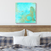 Aqua Gold Mermaid Sparkle Leinwanddruck (Insitu (Schlafzimmer))