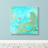 Aqua Gold Mermaid Sparkle Leinwanddruck (Insitu (Holzboden))