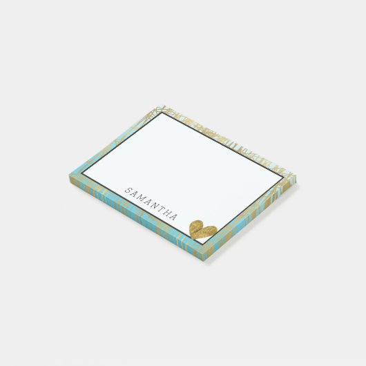 Aqua-Gold Ombre abstrakt Post-it Klebezettel (angewinkelt)