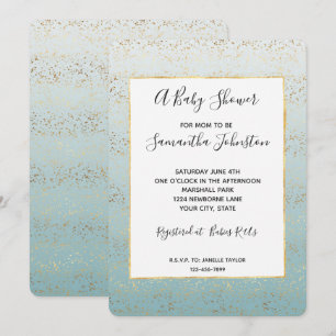 Aqua Gold Ombre Konfetti Glam Baby Shower Einladung