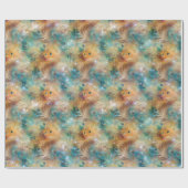 Aqua Gold Peacock Feathers Geschenkpapier (Flach)