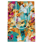 Aqua Gold Pink Leopard Paint Mittlere Geschenktüte (Rückseite)