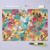 Aqua Gold Pink Leopard Paint Seidenpapier (Handwerk)