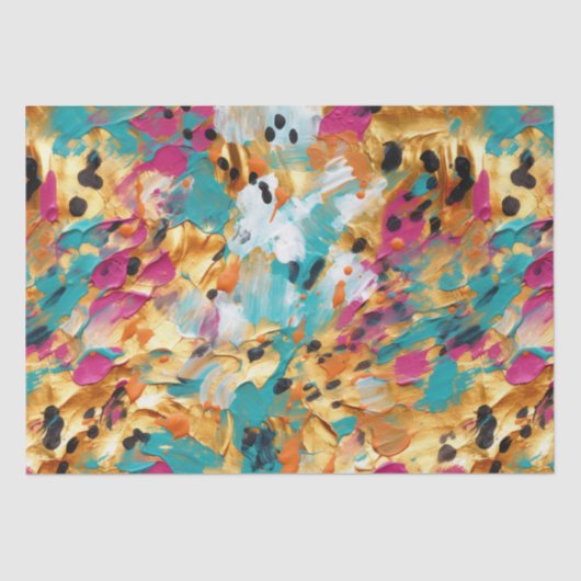 Aqua Gold Pink Leopard Paint Seidenpapier (Vorderseite)